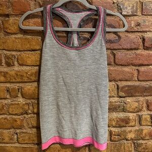 Victoria's Secret Gray and Pink Striped Workout Tank Top
